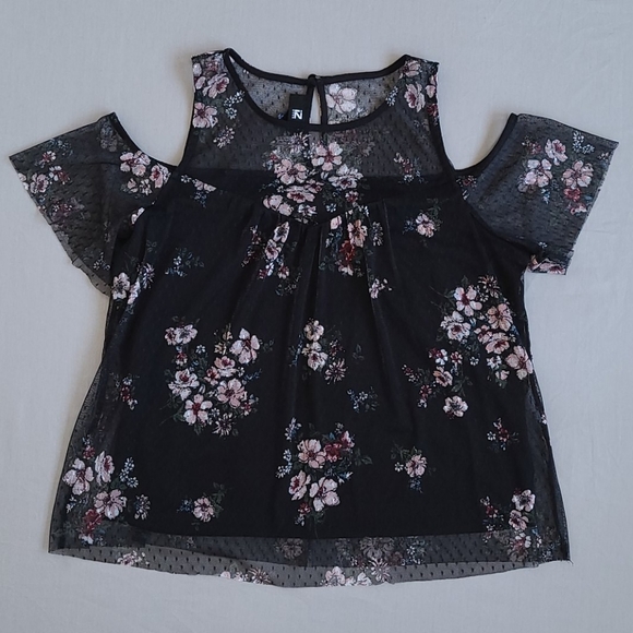 IZ BYER Floral Mesh Off the Shoulder Top - Picture 13 of 13